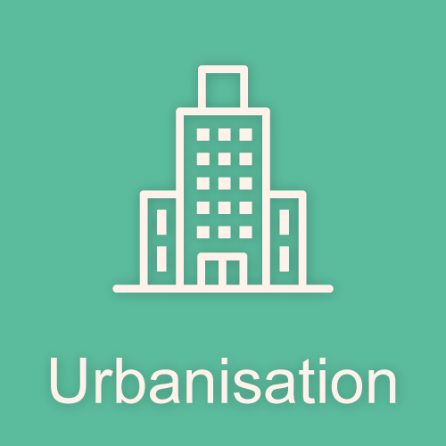 Button to open the data tool in the Urbanisation dimension